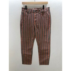 American Eagle Mom Jeans Womens 6 Short Red Striped High Rise Stretch 3604
